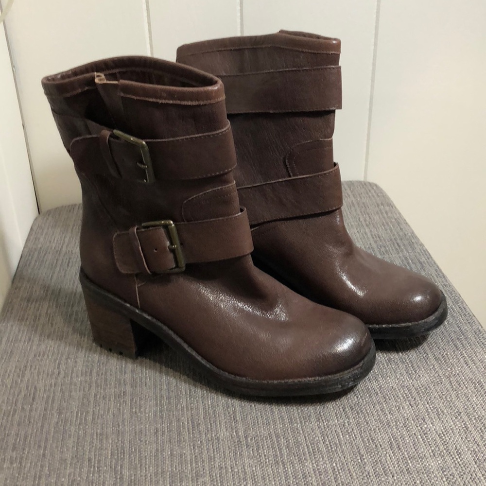 Sam Edelman- Brown Leather Buckle Boots